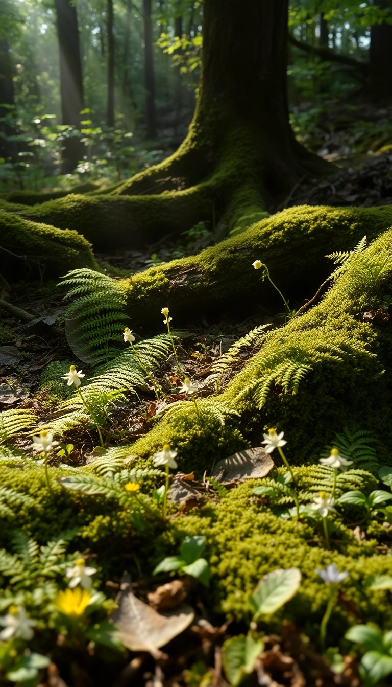 iPhone Exclusive AI Spring Forest Floor Sophisticated Wallpaper Stock Image